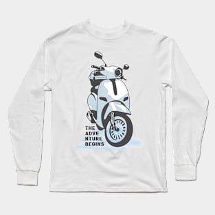 A Hand-Drawn Scooter Vespa Illustration Art Long Sleeve T-Shirt